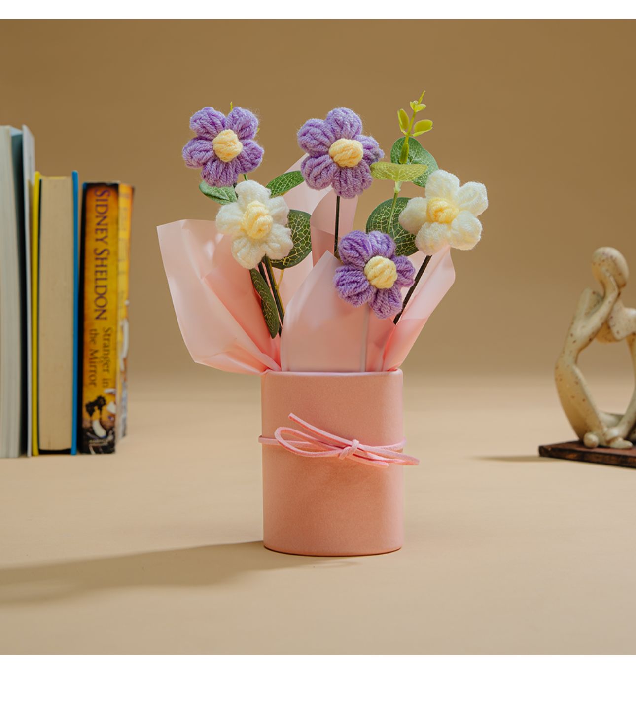 Rooted Lavender Daisy Crochet Flower Bouquet